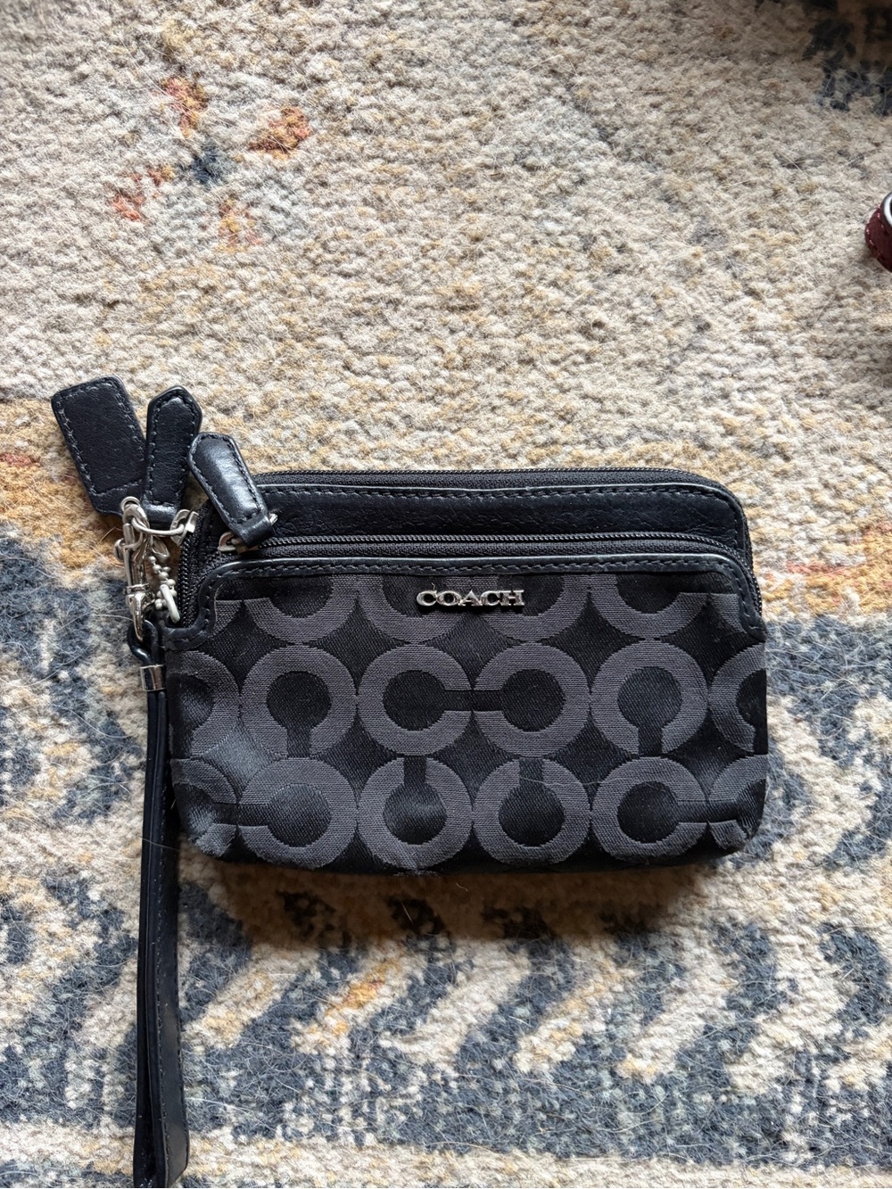 Coach Black and Charcoal Signature Wristlet